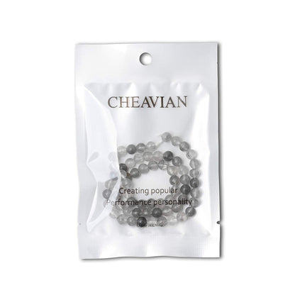 CHEAVIAN 60PCS 6mm Natural Cloud Crystal Gemstone Round Loose Beads Crystal Energy Stone Healing Power for Jewelry Making 1 Strand 15"