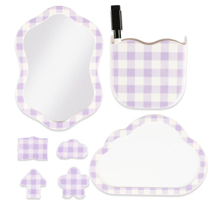 Svartur Magnetic Locker Accessories Set - Locker Mirror, Dry Erase Whiteboard, Magnetic Pen Holder & Cute Magnets, Aesthetic School Locker Decor for Girls, Locker Organizer Kit, Purple