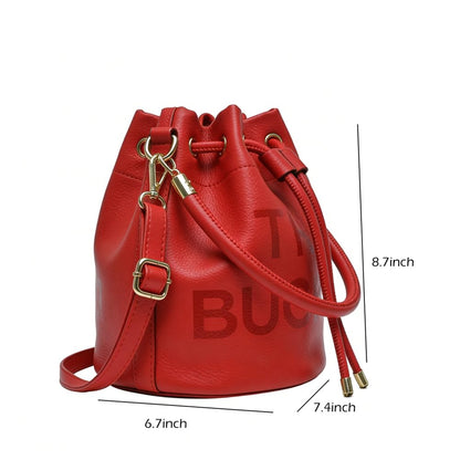 Bucket Bags and Purses For Women Small Drawstring Handbags Hobo Purse (Red)