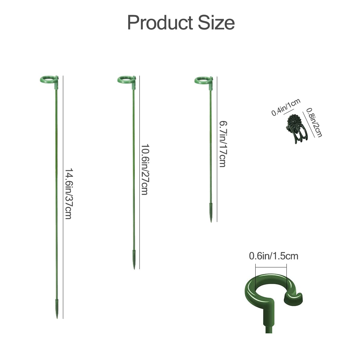 LUCKJUJU 30 Pcs Plant Support Stakes with 30 Pcs Plant Clips Garden Floral Flower Support Single Stem Support Stake for Phalaenopsis Orchid Flower Roses Amaryllis