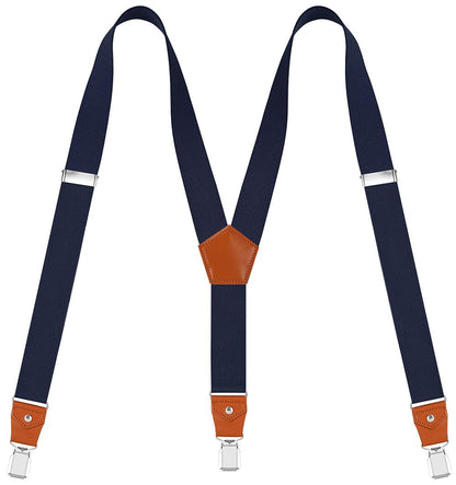 EOAYONY Suspenders for Men Adjustable Heavy Duty with Strong Clips Navy 43 IN