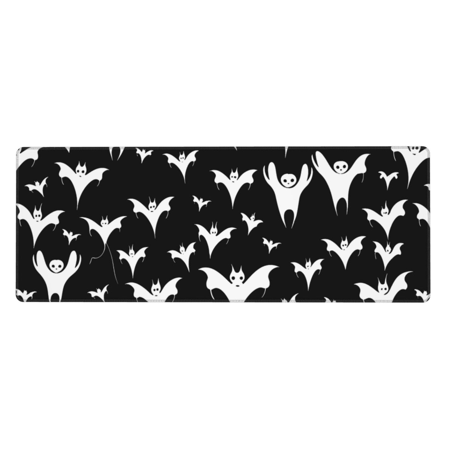 Halloween Goth Bats and Moon Gaming Mouse Pad, Large Non-Slip Rubber Base Mousepad XL 31.5x11.8in, Keyboard Mouse Mat, Desk Pad with Stitched Edges for Gamer Home&Office