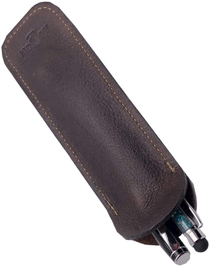 Aston Leather Pen Slip - Brown Double (Leather Pen/Pencil Holder Slip)