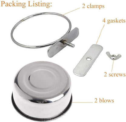 Kathson 2 Pack Bird Feeding Dish Cups, Stainless Steel bird bowls Parrot Feeders Water Cage Bowls with Clamp Holder Bird Feeders for Parakeet Cockatiels Conure Budgies Lovebird Finch and Small Animals