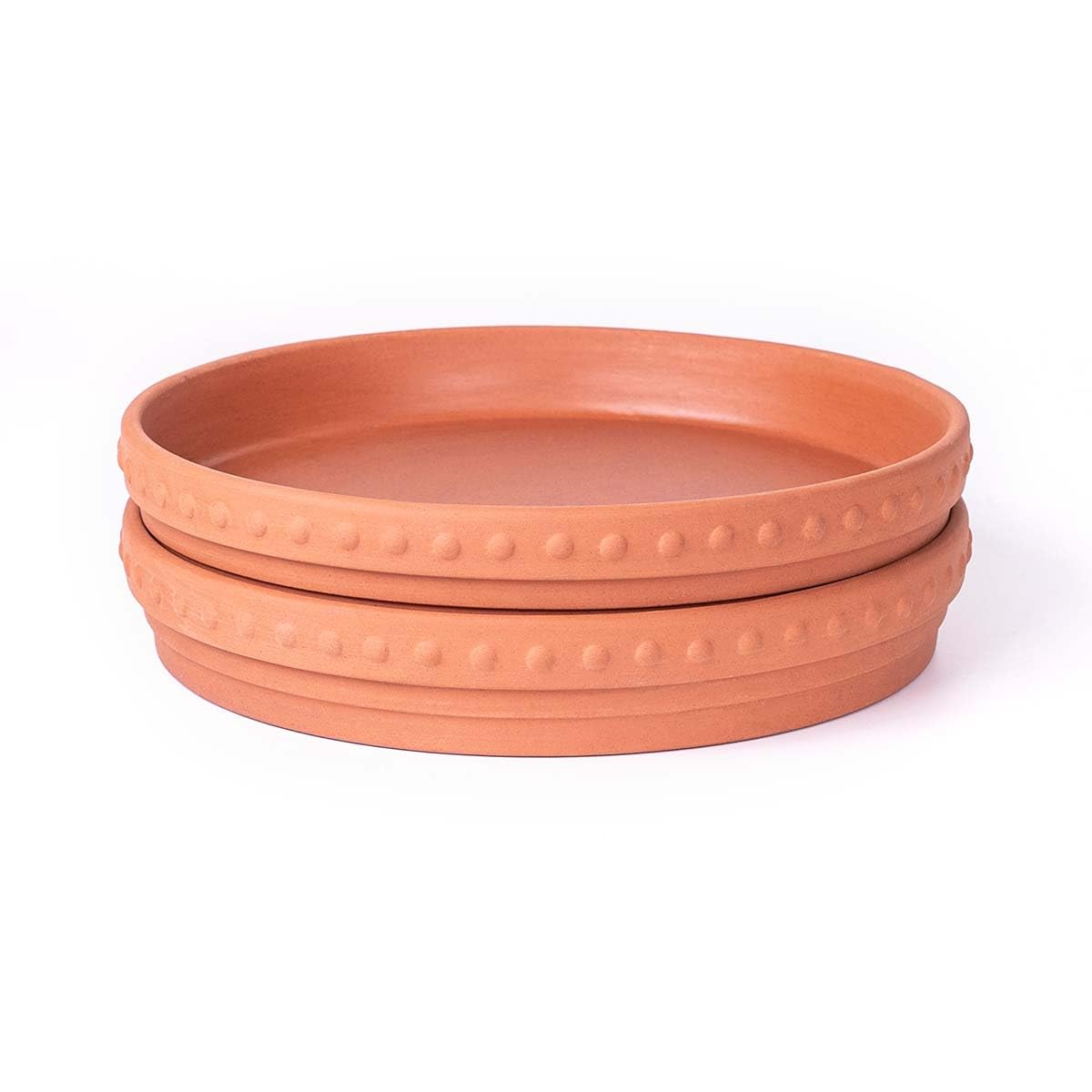 YBX 8-inch Plant Saucer Premium Terracotta Saucer Round Ceramic Plant Trays, Pack of 2 (Nature/Terracotta)