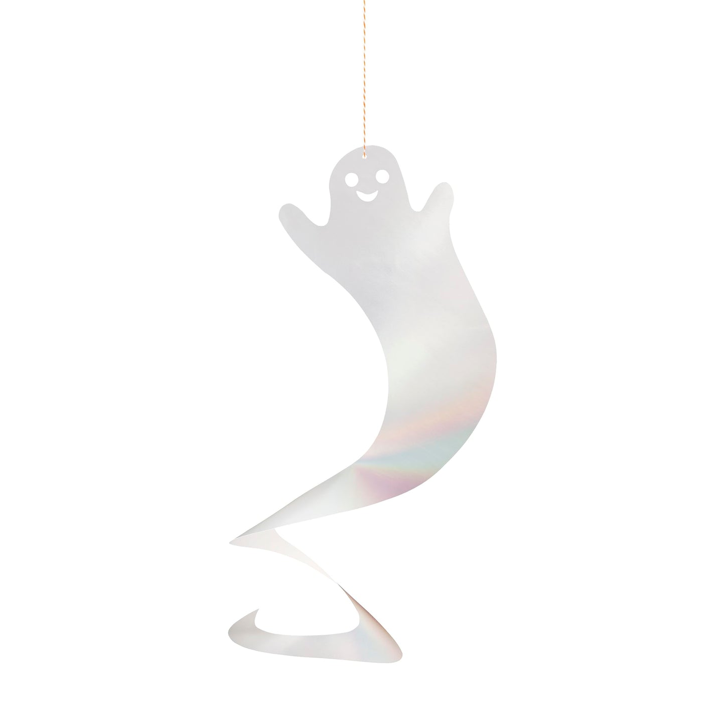 Meri Meri Halloween Spinning Ghost Hanging Decorations (Pack of 10), 20" Tall, Includes Hanging Twine, Easy to Hang, Double Sided Silver Foil Halloween Party Decorations