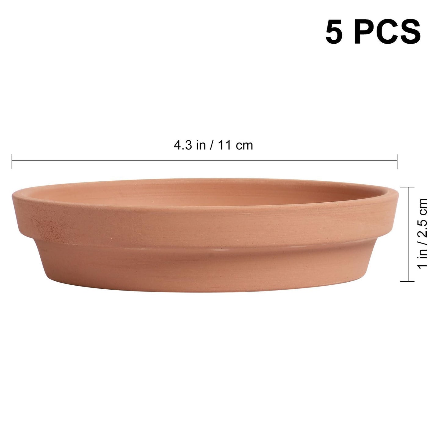 BESPORTBLE 5pcs Terracotta Plant Saucers, Ceramic Pot Saucer Trays for Indoor Outdoor Plants, Water Catcher Base for Small Clay Pots, 4. 3 Inch Brown