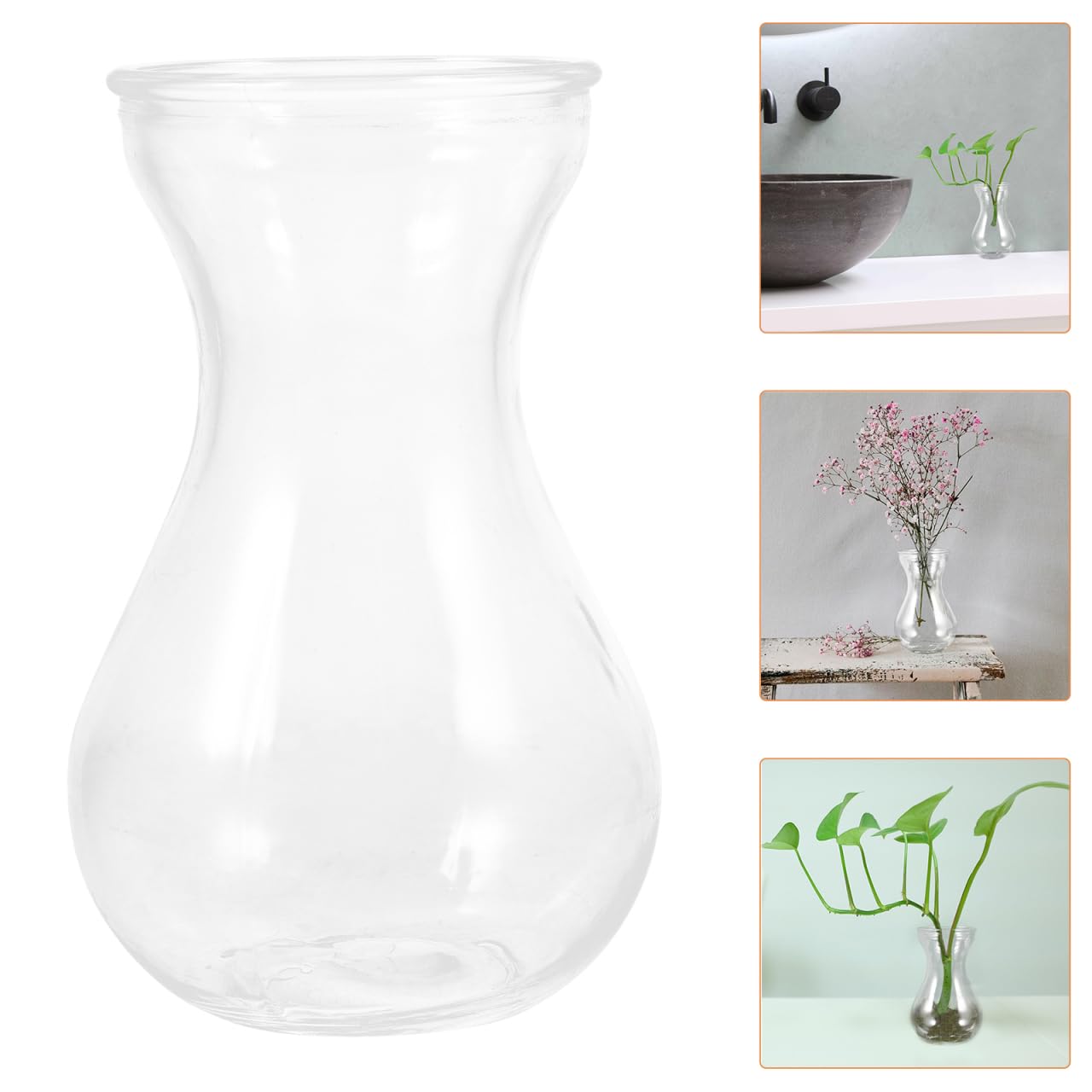 Yardenfun Transparent Glass Craft Vase 5.11X3.54X2.75In Small Flower Container Decorative Planter Inserts for Home Table and Wedding Centerpieces