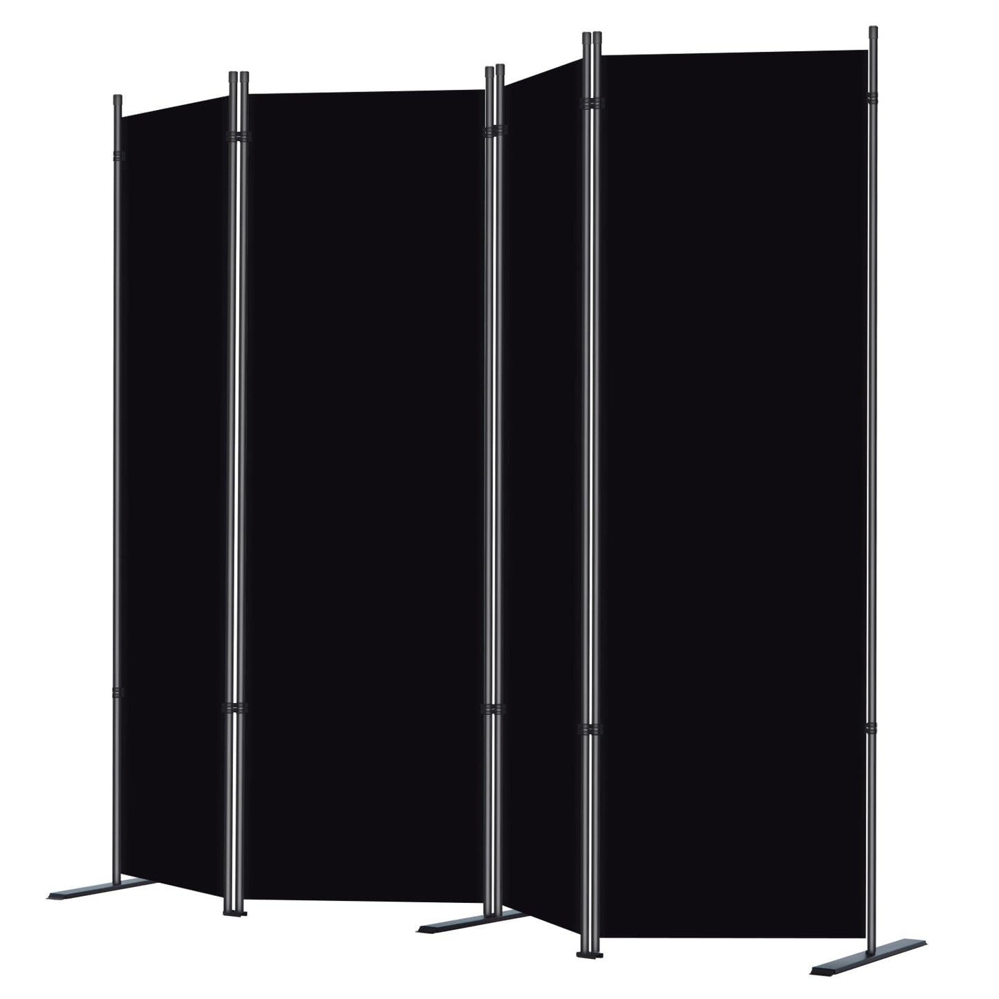 RANTILA 4 Panel Room Divider, 6 FT Folding Privacy Screen with Wide Feet, Freestanding Partition for Room Separation, Portable Room Divider Panel, 89" W x 71" H, Black