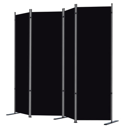 RANTILA 4 Panel Room Divider, 6 FT Folding Privacy Screen with Wide Feet, Freestanding Partition for Room Separation, Portable Room Divider Panel, 89" W x 71" H, Black