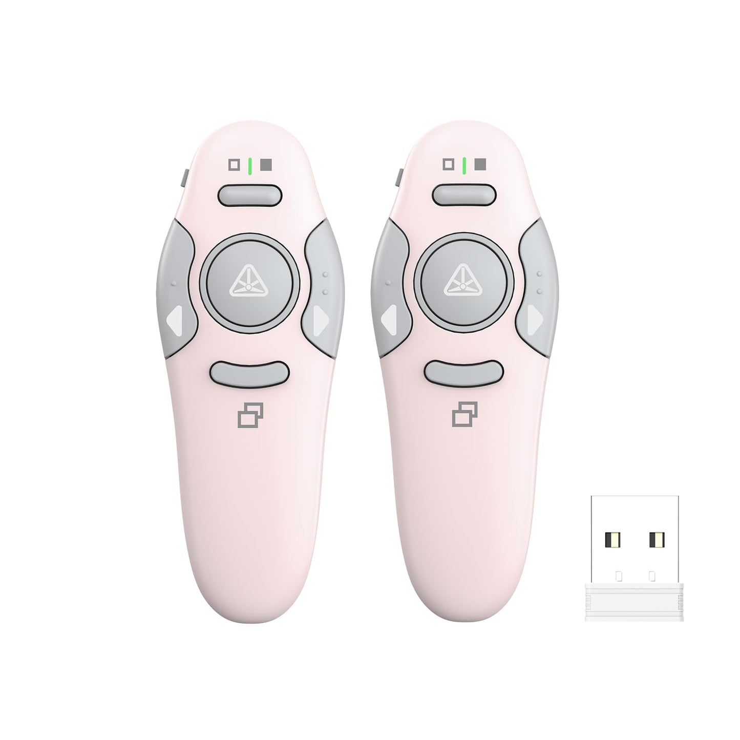 QUI 2 Pack Wireless Presenter PowerPoint Clicker, RF 2.4GHz USB Presentation Clicker for Google Slides, Keynote, Mac, Windows (USB, Pink)