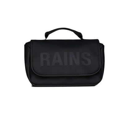 RAINS Texel Wash Bag – Black Waterproof Toiletry Travel Organizer for Men and Women - Wash Bag with Zip Closure and Multiple Compartments – 2 Year Warranty