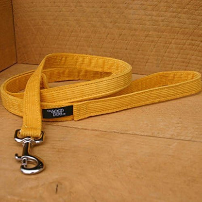 The Good Dog Company Hemp Corduroy Leash - 6 ft (1 Inch Width, Marigold)