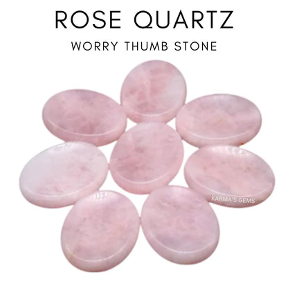 Rose Quartz - Rubbing Natural Thumb Worry Stone - Hold in Your Hand for Relaxation or Anxiety Relief - Enhance Meditation, Aid in Healing the Mind, Body and Spirit