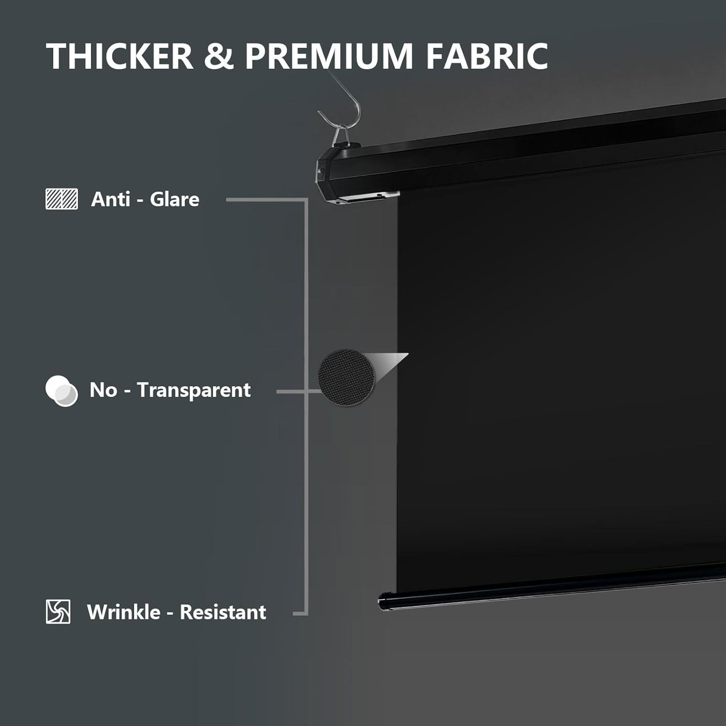 RAUBAY Motorized Pull Down Black Screen Backdrop - 59.8" x 86.6" Collapsible Wall-Mount Background for Professional Video Production, Photography Studio, Video Conferencing and YouTube, TikTok Creator