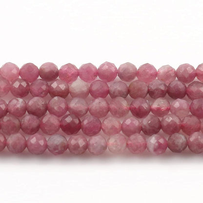 Song Xi 180pcs 2mm Natural Pink Tourmaline Gemstone Beads Faceted Round Loose Stone Beads for Jewelry Making (1 Strand)