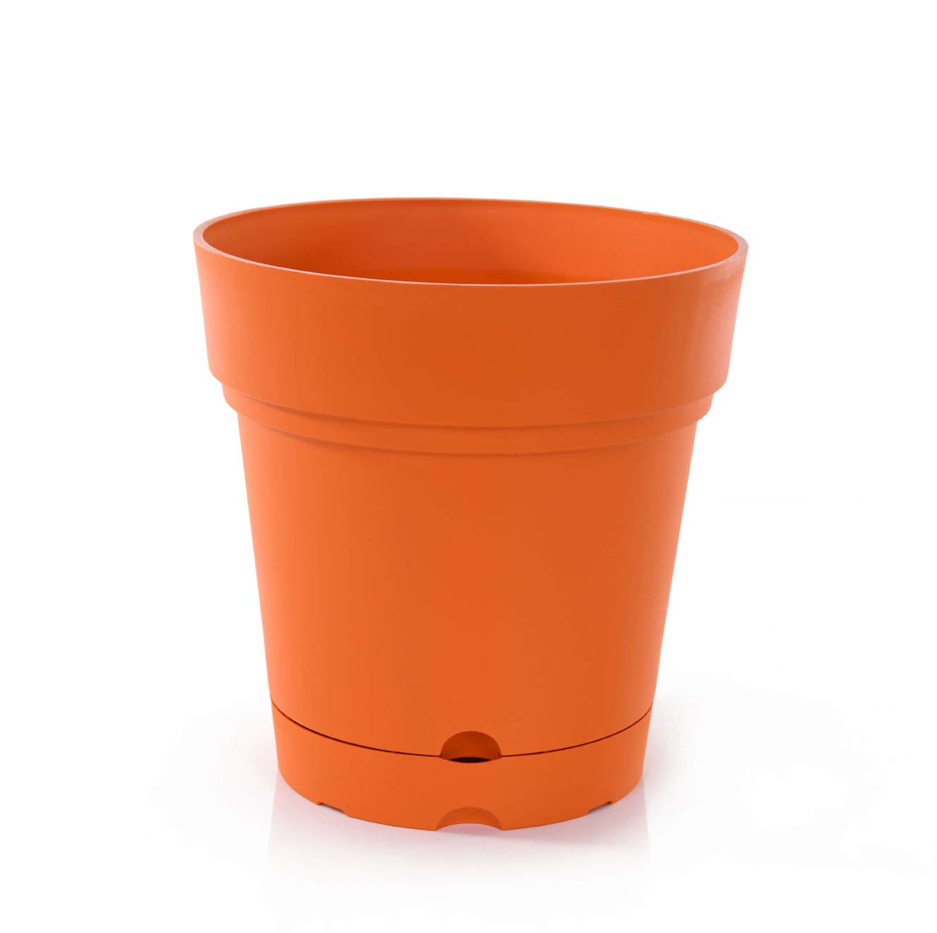 Mintra Plastic Round Planter Pots, Pack of 1 for Indoor & Outdoor Use, Garden Pots with Drainage Holes & Saucer Tray, Ideal for Home & Garden Decoration, 8.5" Diameter, 8.5" W x 8.75" H – Orange