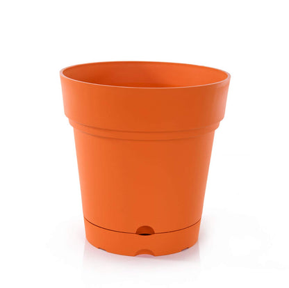 Mintra Plastic Round Planter Pots, Pack of 1 for Indoor & Outdoor Use, Garden Pots with Drainage Holes & Saucer Tray, Ideal for Home & Garden Decoration, 8.5" Diameter, 8.5" W x 8.75" H – Orange