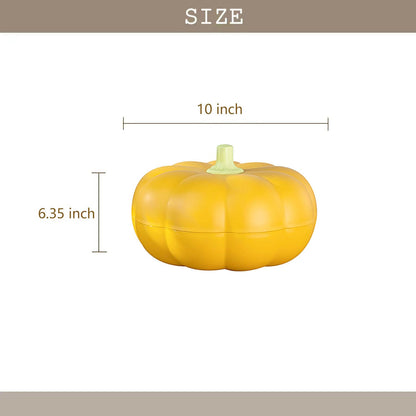 FYUEROPA Big Pumpkin Snack Holder with Lid, Double Layer Serving Container with 3 Divided Compartments, Candy Fruit Nut Tray, Snack Bowl (Orange)