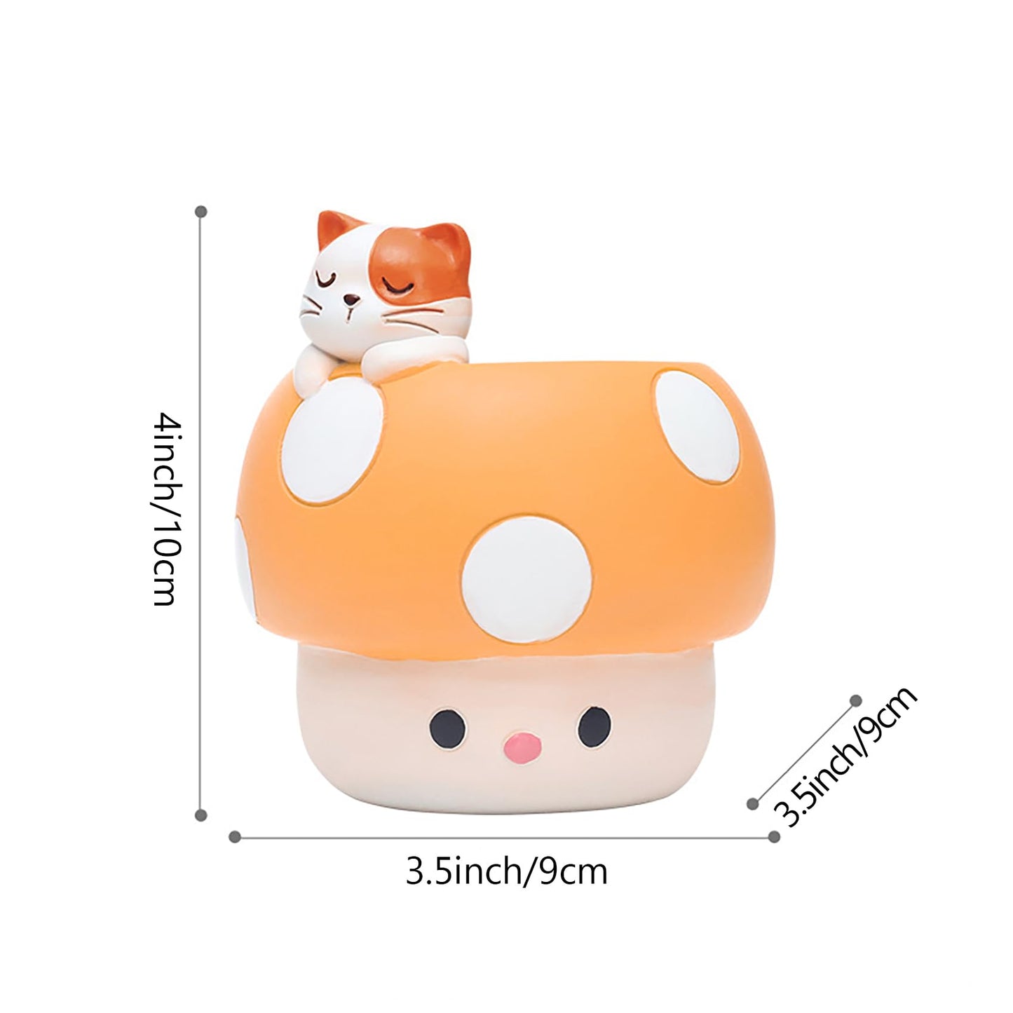 EOBTAIN Mushroom Planter Pots,Cute Animal Cat Yellow Resin Small Succulent Pots for Indoor Plants,Mini Cactus Plant Pots Home Living Room Office Table Desk Decor,Gifts for Plant Lovers,4 Inch
