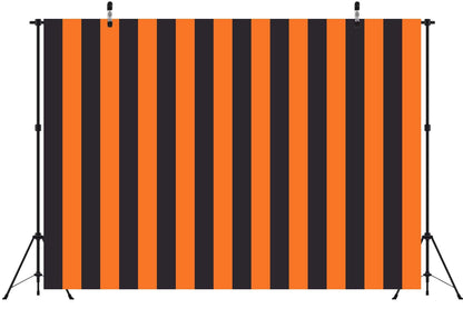 BELECO 10x8ft Fabric Black and Orange Stripe Backdrop Orange Black Striped Background for Halloween Party Decorations Banner Birthday Shoot Photo Studio Props