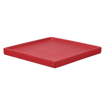 YELARXI 7.5 Inch Ceramic Plant Saucers, Square Flower Planter Water Trays Ceramic Plant Saucer Pot Tray -Fitting for (Outdoor/Indoors/Garden/Planting/Water/Flower/Coffee) Burgundy
