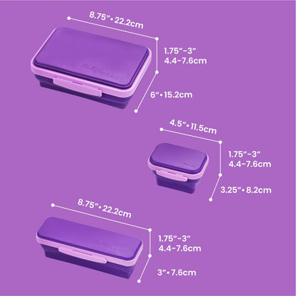 LockerMate by Bostitch Flexi Storage Box 4 Piece Kit, Collapsible Pencil Case Design for Craft and School Supplies, Purple