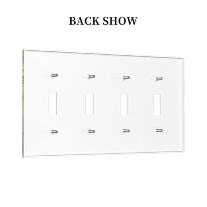 Aged Old Burnt Orange/Brown Copper Rust Metal Decorative 4-Gang Quad Toggle Light Switch Wall Plate Cover, Modern Graffiti Mossy Quadruple Toggle Device Switches Wall Plate Outlet Covers Standard Size