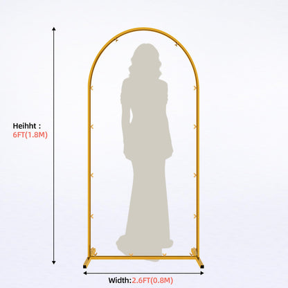 Gold Metal Arch Backdrop Stand, 6FT Wedding Arch Stand for Birthday Party Bridal Baby Shower Graduation Ceremony Photo Booth Garden Floral Balloon Arches Decoration