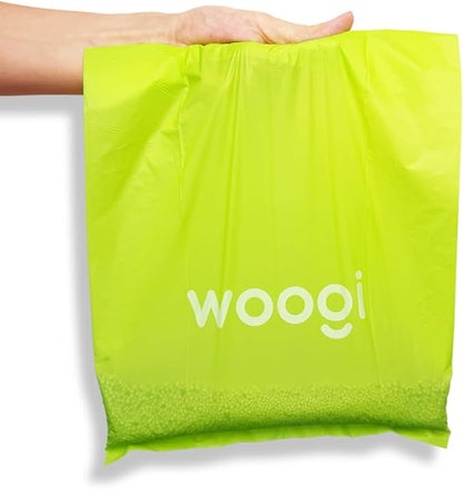 Woogi Biodegradable Dog Poop Bags – 60 Extra Thick & Leakproof Bags (4 Rolls), Eco-Friendly, Compostable Pet Waste Bags Made from Corn Starch, Unscented, Scent Barrier