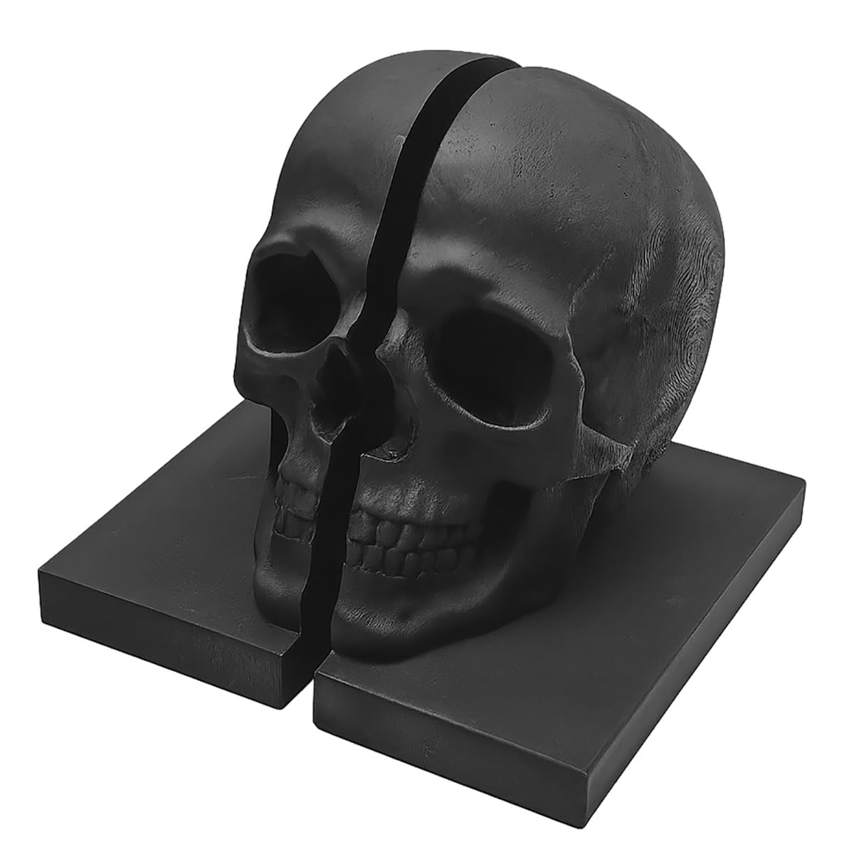 LuckyVin Black Skull Head Skeleton Decorative Statue Unique Design Split Resin Sculpture Home Decoration Gothic Art Piece Halloween Decor (Black)