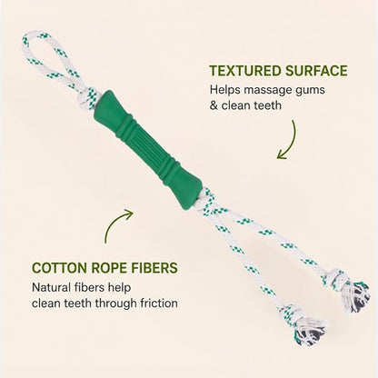 Green Sheep Tug & Enrichment Dog Toy, Interactive Rope Bone Toy with Removable Cotton Rope, Treat Dispensing Natural Rubber Dental Chew Toy for Medium and Large Dogs, Green
