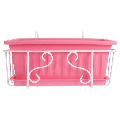 DOITOOL Railing Planter Box 14 x 7 Inch Balcony Hanging Basket Iron Plant Holder Fence Planters Pot Holder for Outdoor Plants