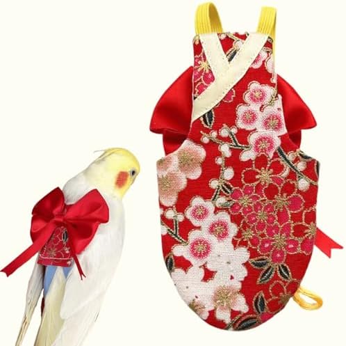 Bird Flight Suits Diapers, Parrot Flight Suits Diapers for Quaker Parakeets Cockatiels Conures Macaw African Grey, Bird Diaper, Parrot Clothes (Red A,L)