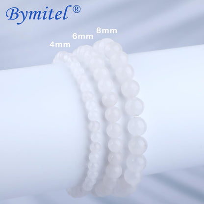 Bymitel 4mm White Jade - Handmade Reiki Gemstone Stretch Bracelet, Natural Beauty & Spiritual Essence, Crystal Healing for Unisex Adults