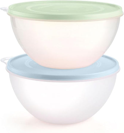 SIGNORA WARE Large Food Storage Containers with Lids Set of 2 – Durable Food Containers with Lids Airtight – Food Grade Non-BPA Plastic Salad Bowl with Lid Leftover Containers – Nestable Design