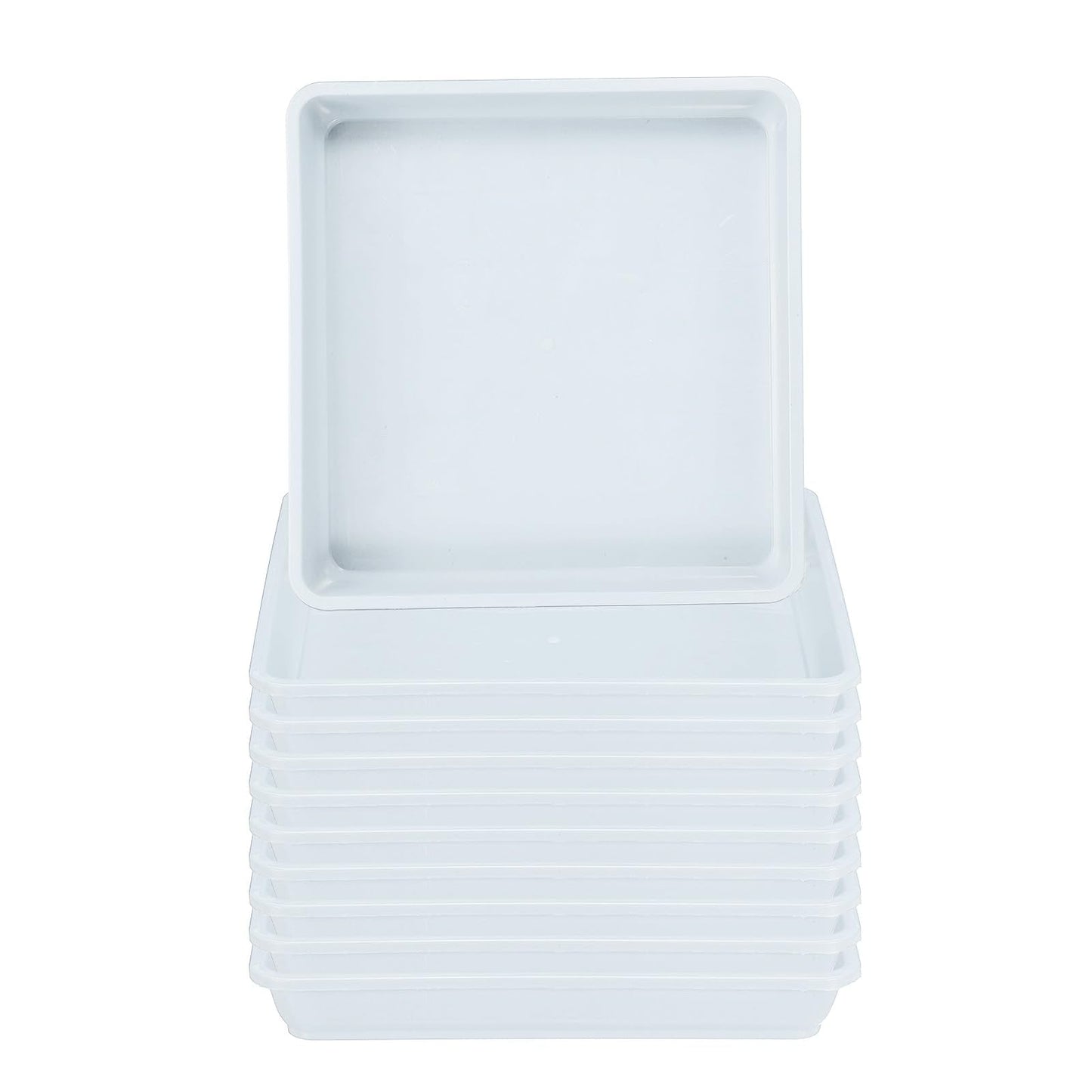 PATIKIL Plant Saucer Tray, 15 Pack 7 Inch Plastic Square Plant Saucer Flower Planter Drip Tray for Indoors Outdoors Patio Balcony, White
