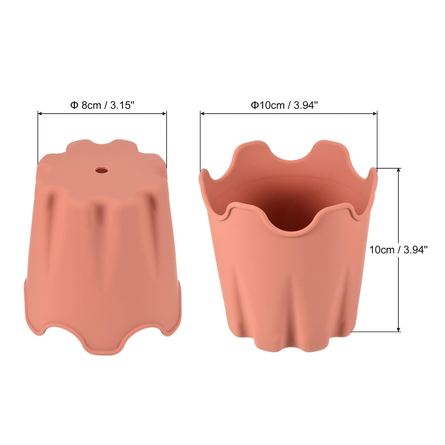 PATIKIL Silicone Plant Pot 4", 6 Pack Round Flower Planter Decorative Container for Indoor Outdoor Gardening, Orange