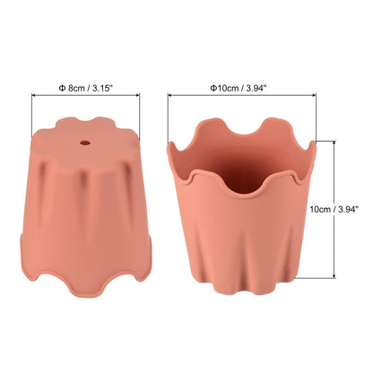 PATIKIL Silicone Plant Pot 4", 6 Pack Round Flower Planter Decorative Container for Indoor Outdoor Gardening, Orange