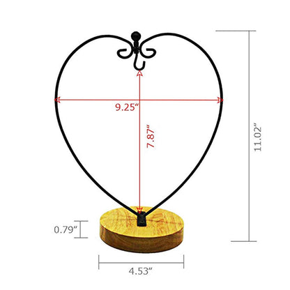 WAJJ Ornament Display Stand for Hanging Glass Terrarium Wood Base Creative Decoration for Home Garden Wedding Party Festival (Heart)