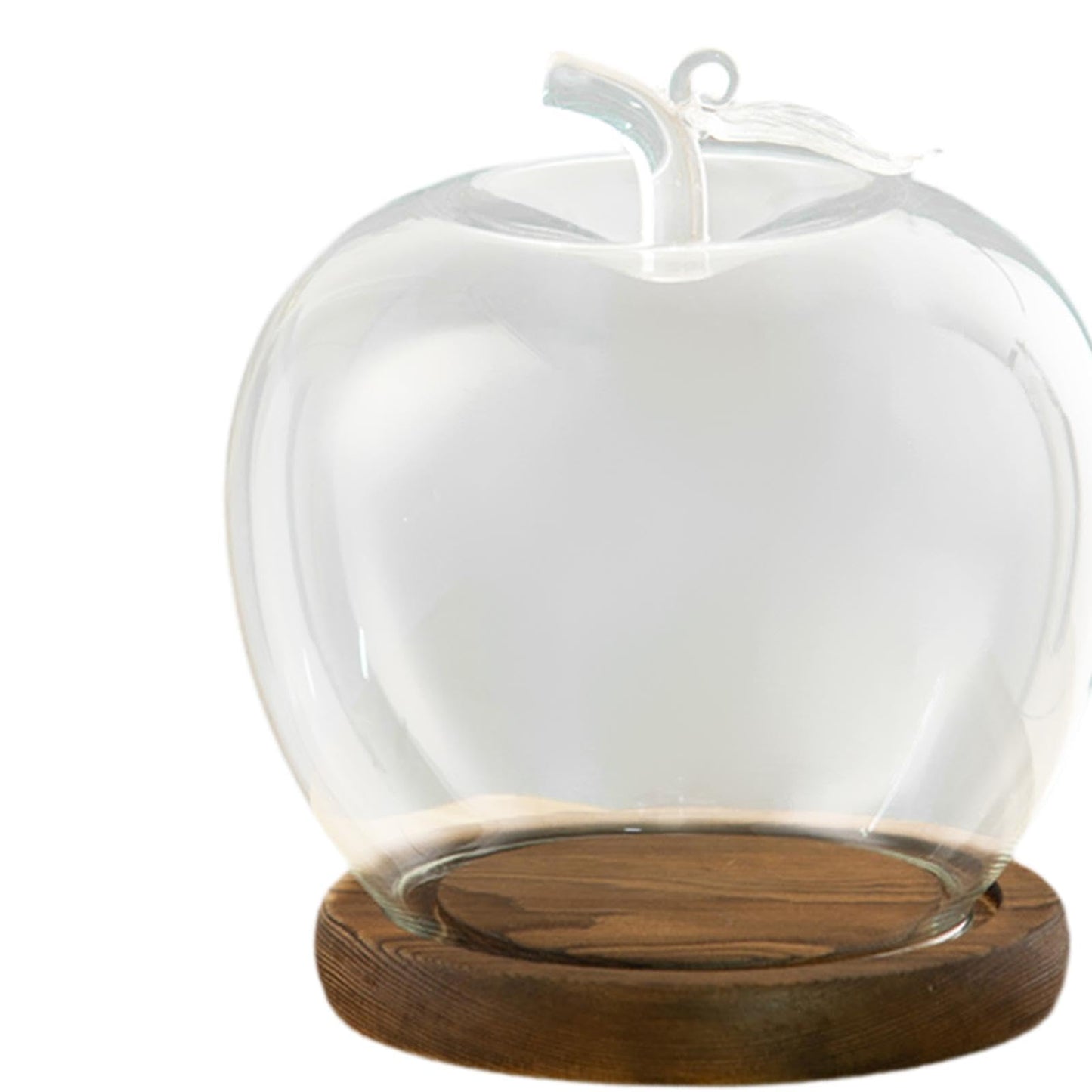 Clear Glass Dome Jar with Wooden Base Decorative DIY Flower Craft Tabletop Display Dia 3.5inch for Home Decor Valentine's Day, Coffee