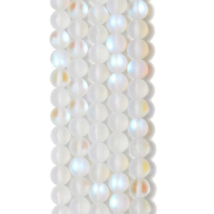 PLTbeads Gorgeous Moonstone Crystal Glass Natural Gemstone Loose Beads 6mm Matte Round Approxi 15 inch DIY Bracelet Necklace for Jewelry Making