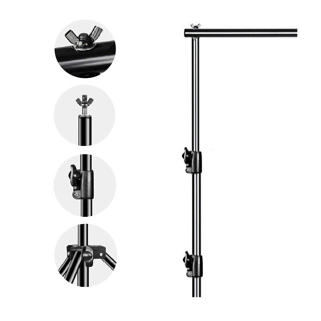 Slow Dolphin Photo Video Studio 10ft (W) x 9.2ft (H) Heavy Duty Adjustable Photography Backdrop Stand Background Support System Kit with Carry Bag, Aluminum, 4 Cross Bars, 2 Support Stands, Clamps