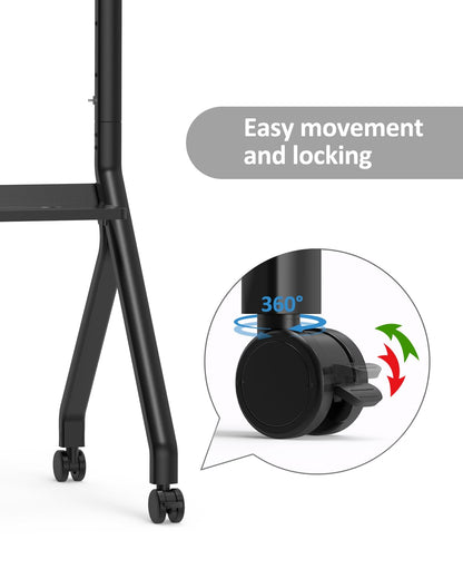 Dornium Smart Board Stand for 55-87 Inch Interactive Whiteboards, Adjustable Rolling TV Stand with 360°Swivel Lockable Wheels, Suitable for Offices, Classrooms, Home and Other Workspaces