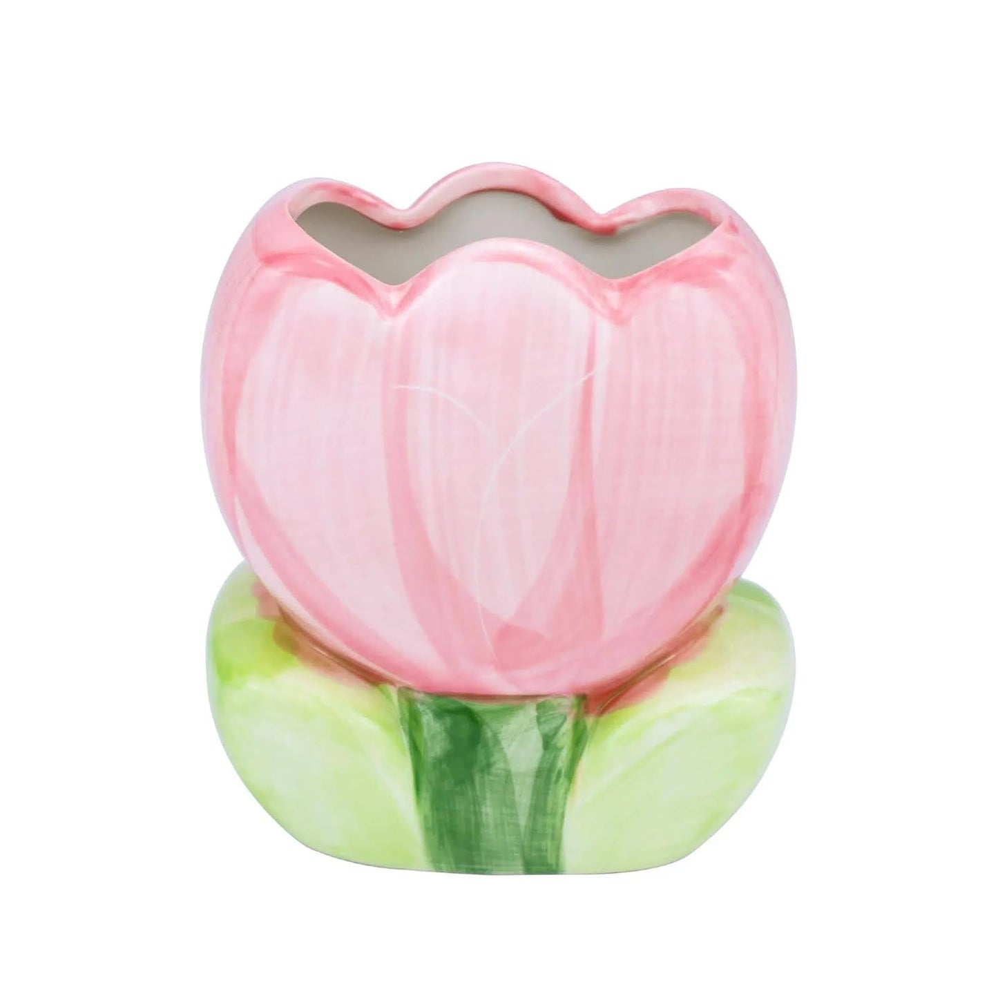 lyvantha Pink Pencil Holder,Ceramic Tulip Pen Holder, Multi-Purpose Makeup Brush, Aesthetic Office Vanity Kitchen Desktop Decor,Perfect Birthday Christmas Gift for Women Girls