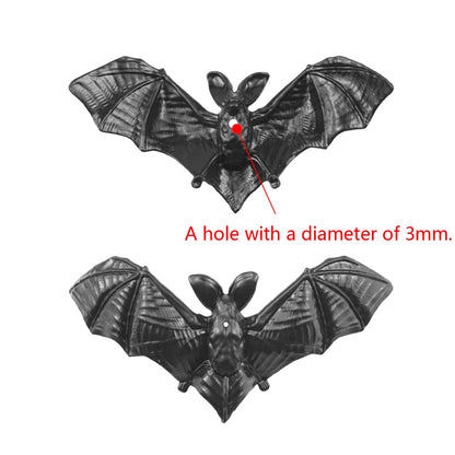 Saktopdeco 50 PCS Black Hanging Bats Plastic 3D Halloween Bat Party Ornament for April Fool's Haunted House Decorations