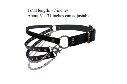 Eigso Womens Goth Belt Leather Rock Punk Waist Harness Belt for Woman Multilayer Tassel Leather Belt