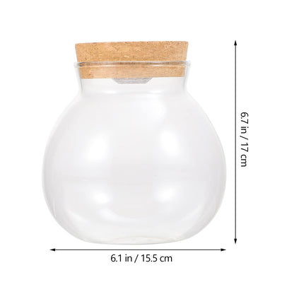 Glass Favor Jar Glass Bottles with Cork Lid and LED Light Plant Terrarium Display for DIY Wedding Party Mason Jars Crafts Christmas Decoration