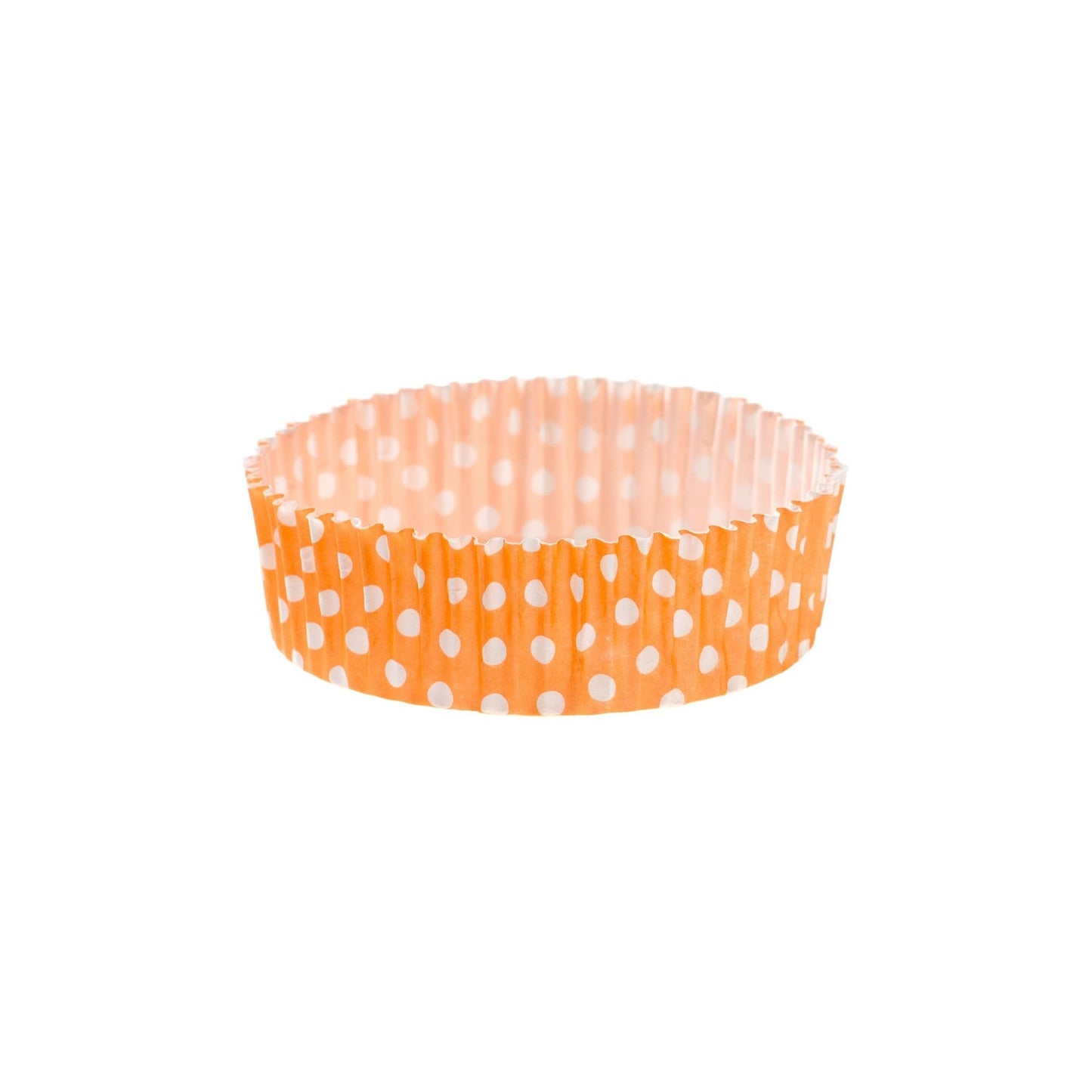 Restaurantware Panificio 4 Ounce Baking Cups 200 Ridged Cupcake Liners - Oven-Ready Freezable Orange Paper Muffin Cases Disposable Polka-Dotted For Wedding Parties Baby Showers