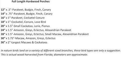Polly's Full Length Hardwood Bird Perch, 28-Inch